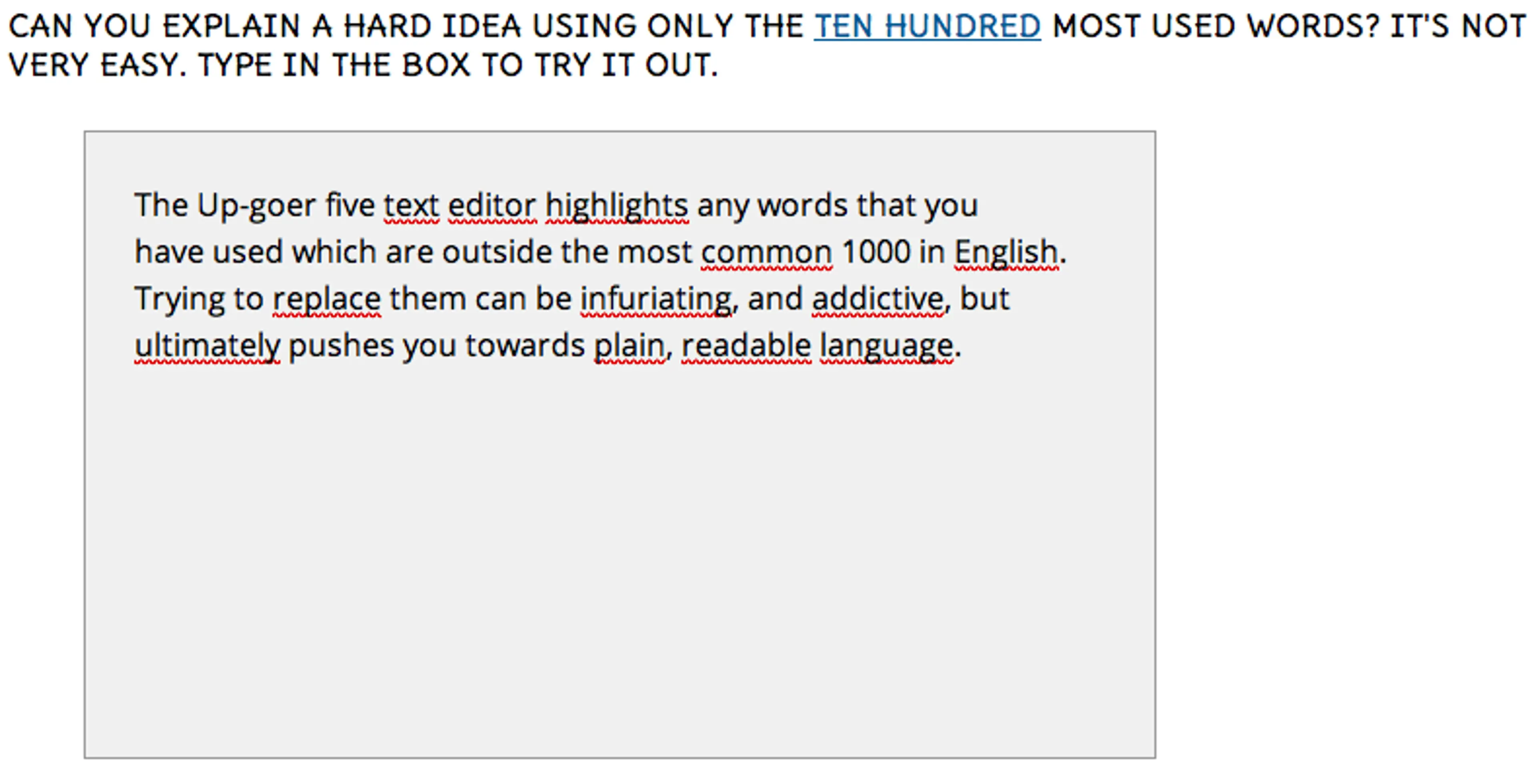 Up-goer five text editor