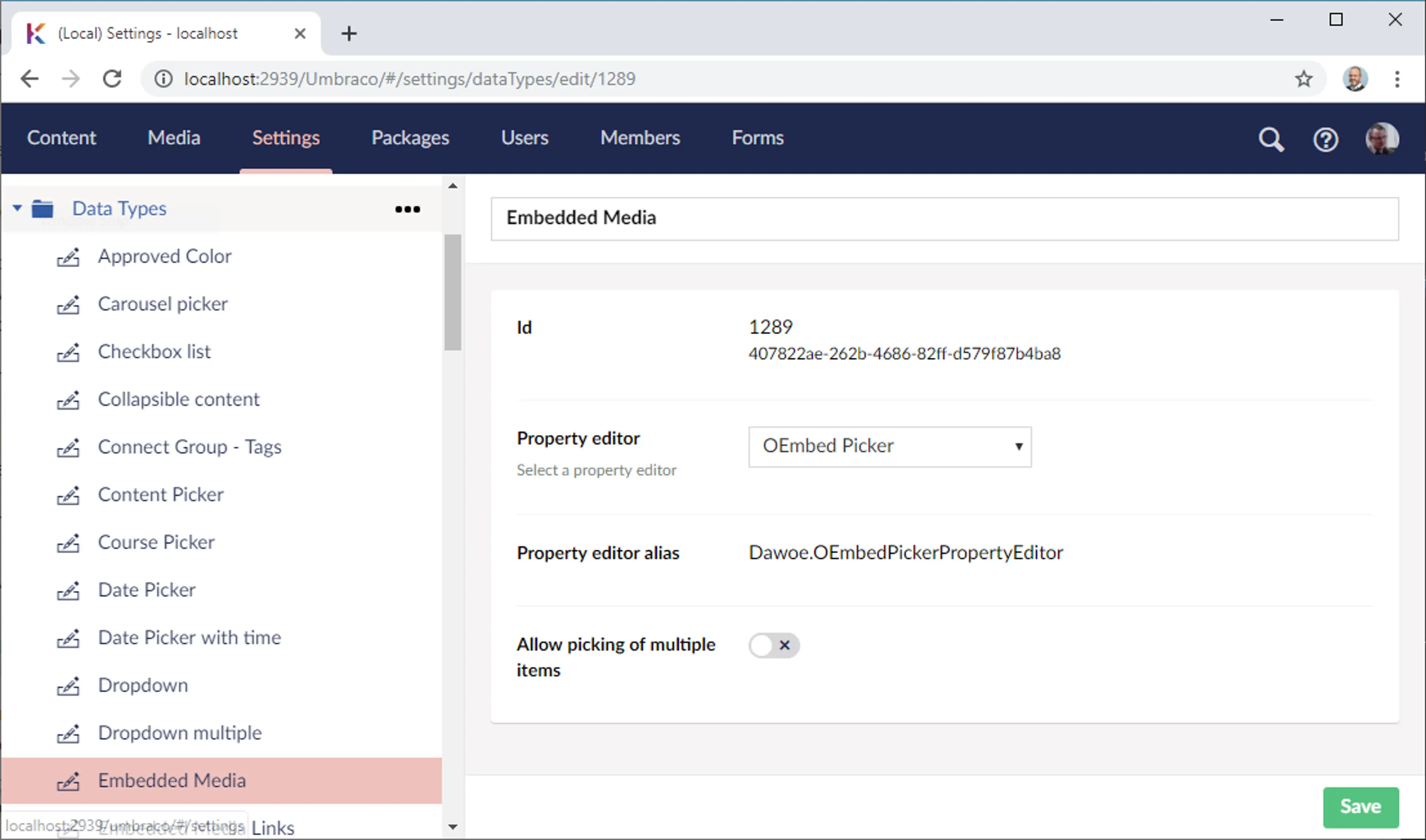 Umbraco CMS screenshot
