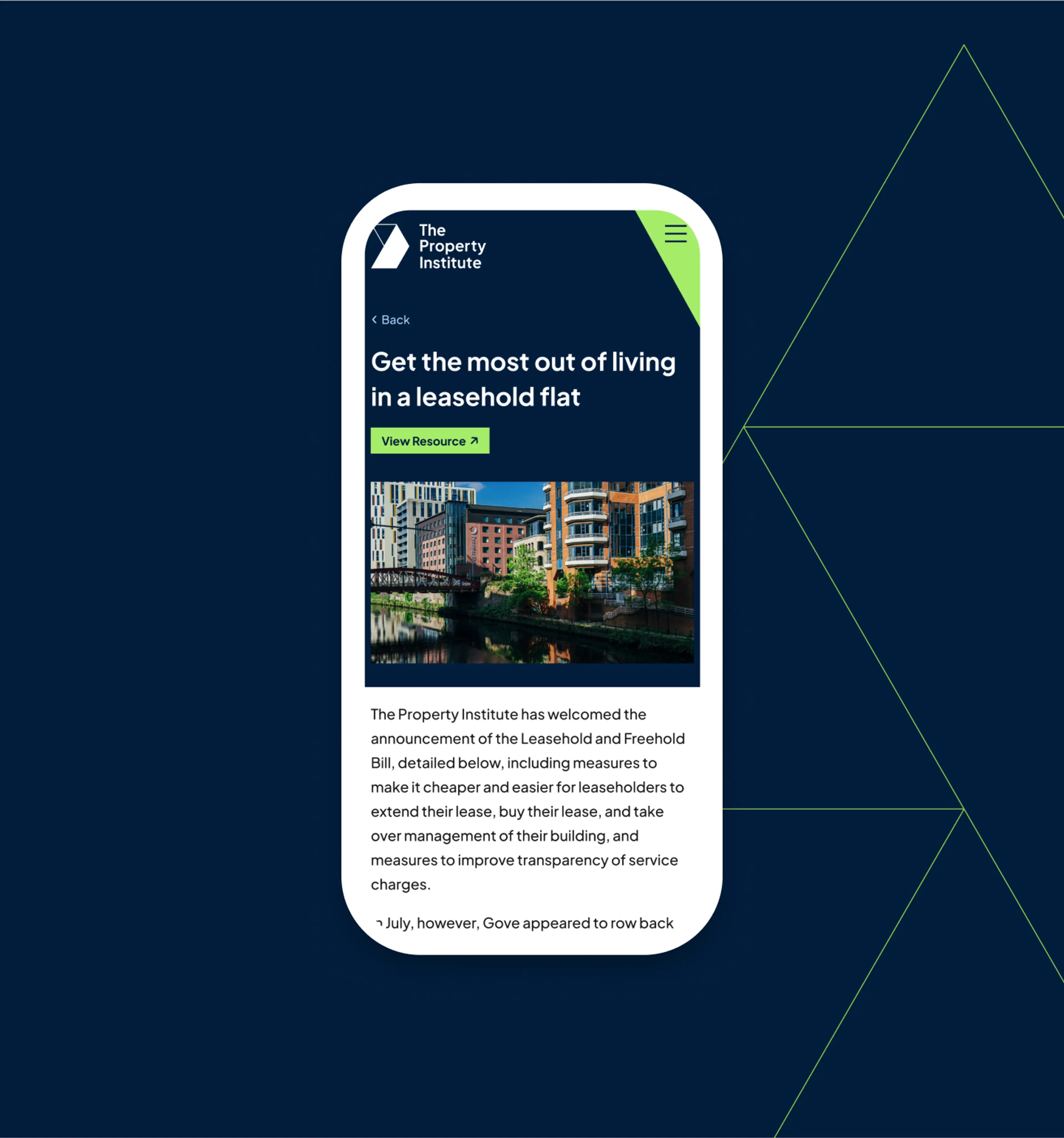 TPI website on mobile phone
