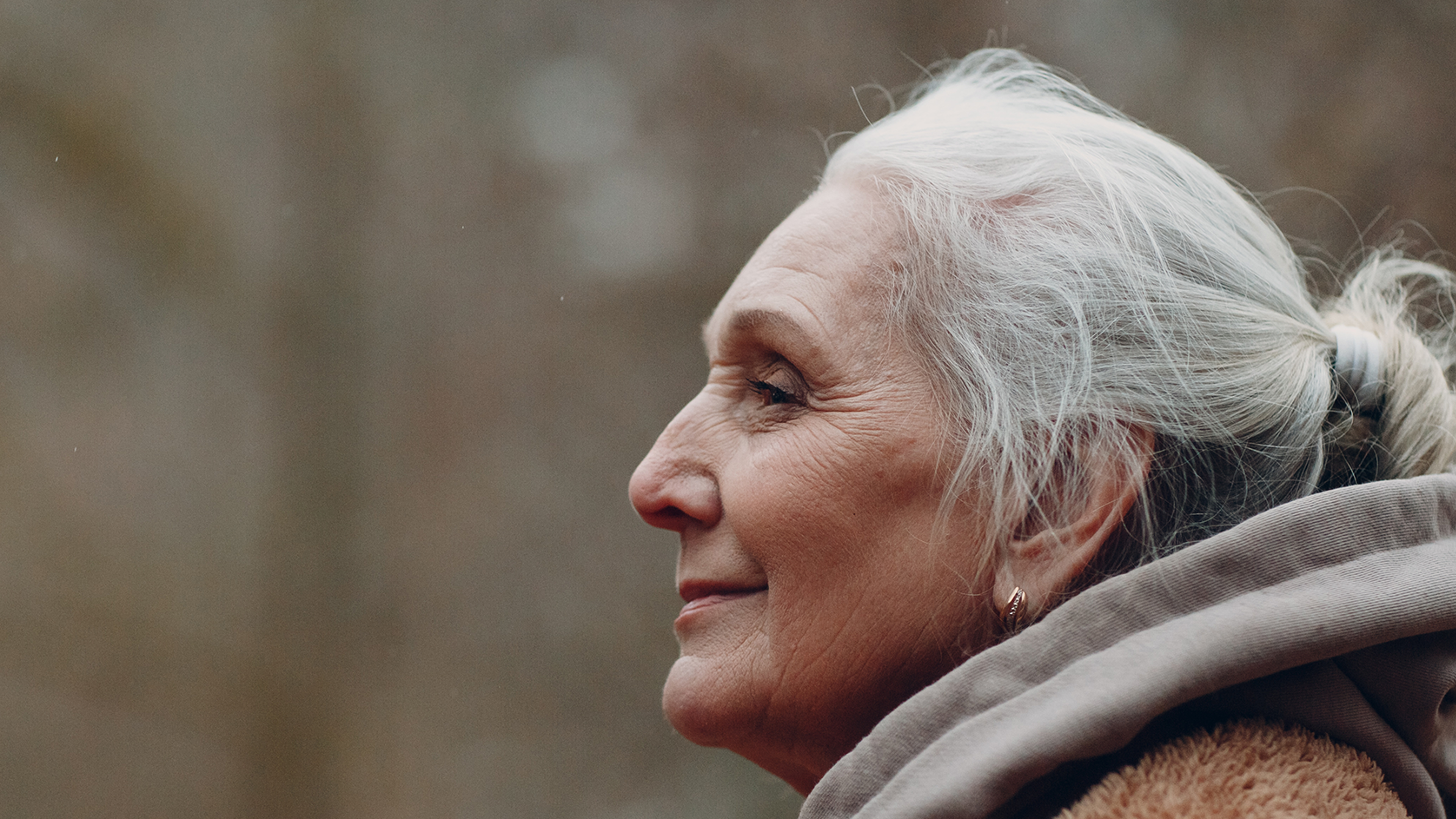 Old Lady Profile Smiling